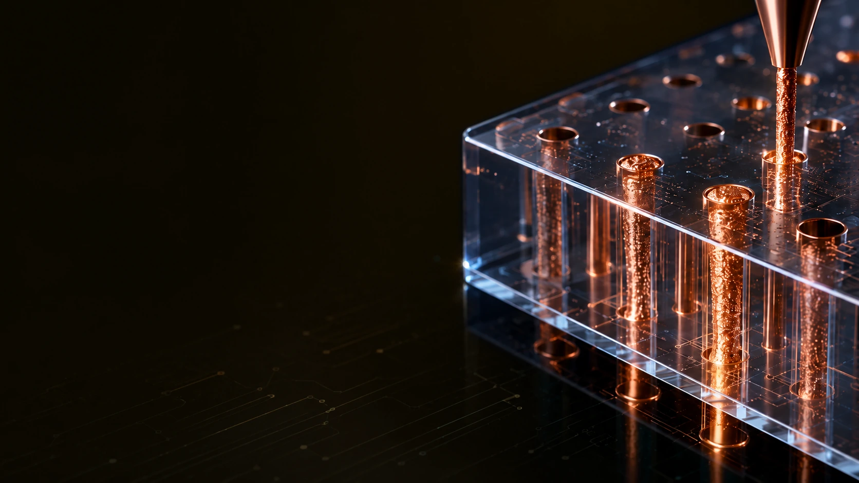 Copper filled TGV structure in glass substrate